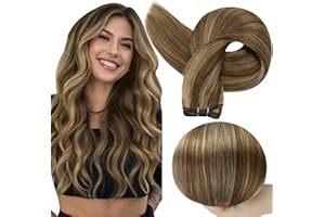 Full Shine Sew In Hair Extensions Brown Hair Weft Extensions For Women Weft Hair Extensions Color Medium Brown Highlights Blo