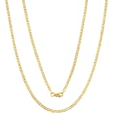 JEWELHEART 10K/14K Real Yellow Gold Mariner Chain Pendant Necklace | 1.5-4.65mm Diamond Cut Flat Links, Anchor, 14K Stamped, Not Plated, Lobster Clasp, Everyday Layering, For Women and Men
