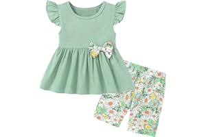 WESIDOM Toddler Girl Clothes Layered Ruffle Top Floral Shorts Cute Toddler Girls Summer Outfits 2Pcs Clothing Set