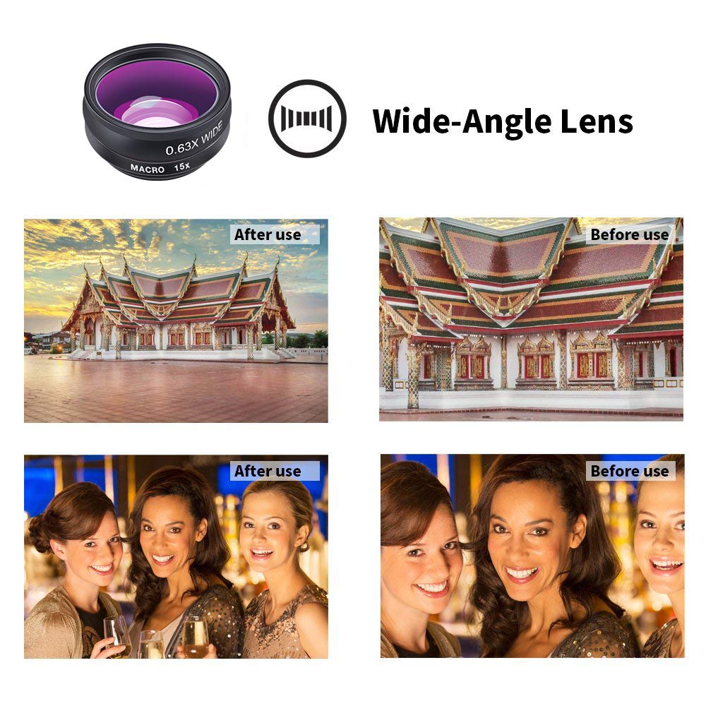Apexel 10 in 1 Phone Camera lens kit Wide Angle lens + Macro lens + Fisheye lens + Telephoto lens + Kaleidoscope 3/6 lens + CPL/Flow/Star/Radial Filter Clip-on Phone for iPhone Samsung Most Smartphone