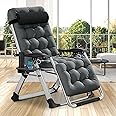 DoCred Comfy Chair, Folding Chair Recliner Chair for Bedroom and Living Room, Folding Reclining Patio Chairs Lounge Chair with Removable Cushion for Indoor Outdoor
