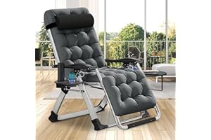 DoCred Comfy Chair, Folding Chair Recliner Chair for Bedroom and Living Room, Folding Reclining Patio Chairs Lounge Chair with Removable Cushion for Indoor Outdoor