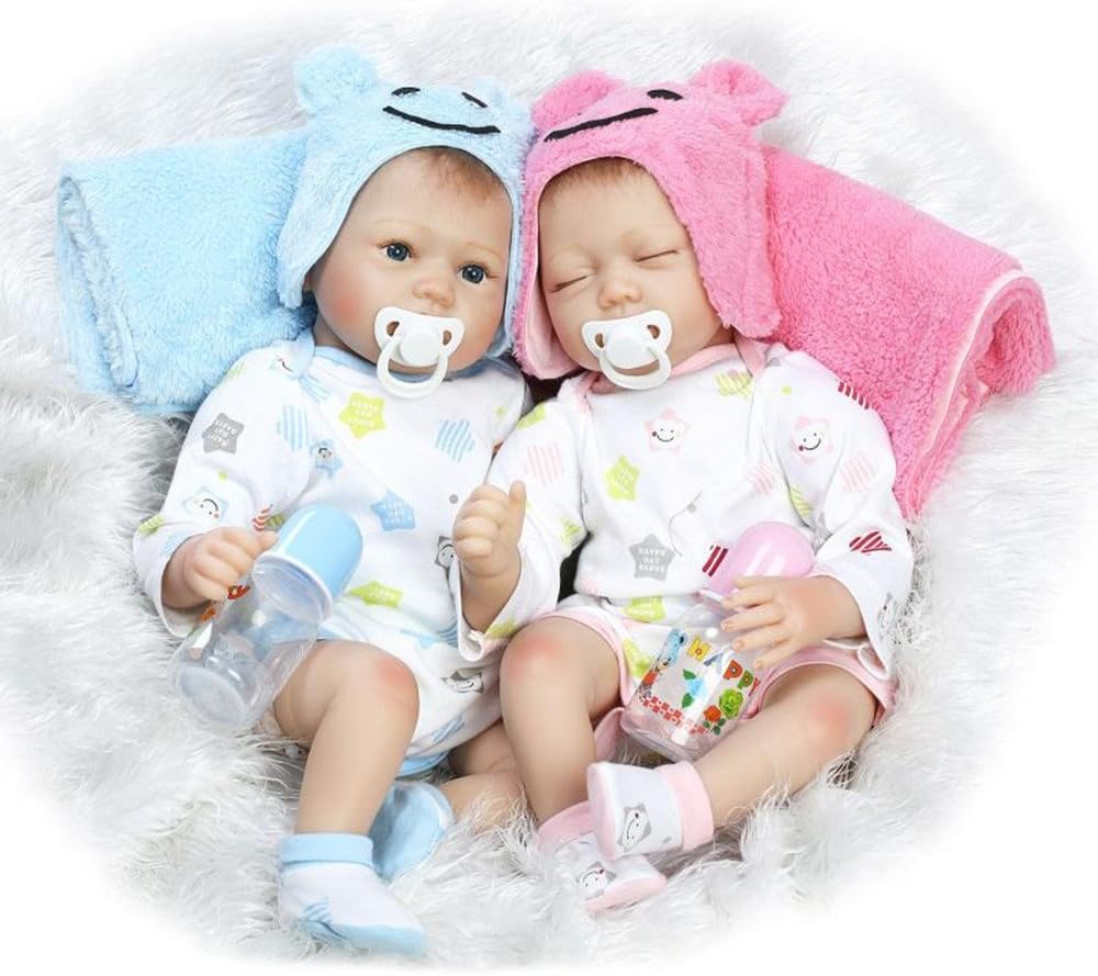 ZELY 22 inch Real Looking twins Reborn baby dolls boys and sleep girls Lifelike 55 cm toys gifts silicone vinyl Magnetic Mouth
