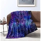 Bedbay Galaxy Blanket - Outer Space Universe Print Fluffy Throw Blanket 60x80 Inches Blue and Purple Universe Sky Super Soft Lightweight Flannel Blanket Gifts for Girls & Boys (Twin)