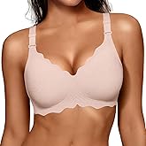 OEAK Women Bras No Underwire Scalloped Push Up Buttery Soft Tshirt Bra Seamless Full Coverage Convertible Everyday Bra