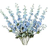 Riyuwal Delphinium Artificial Flowers 6PCS Blue Delphinium Silk Larkspur Fake Flowers 37in Tall Flowers Long Stem Faux Flowers Bulk for Tall Vase for Wedding & Home Decor (Blue)