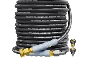 TechSweepPro 3/8" 4800PSI Pressure Washer Hose 50FT with Swivel Quick Connect for Cold/Hot Water Max 248°F, Kink Resistant Steel Wire Braided, Wear Resistant Power Washer Hose with M22 14mm Adapter