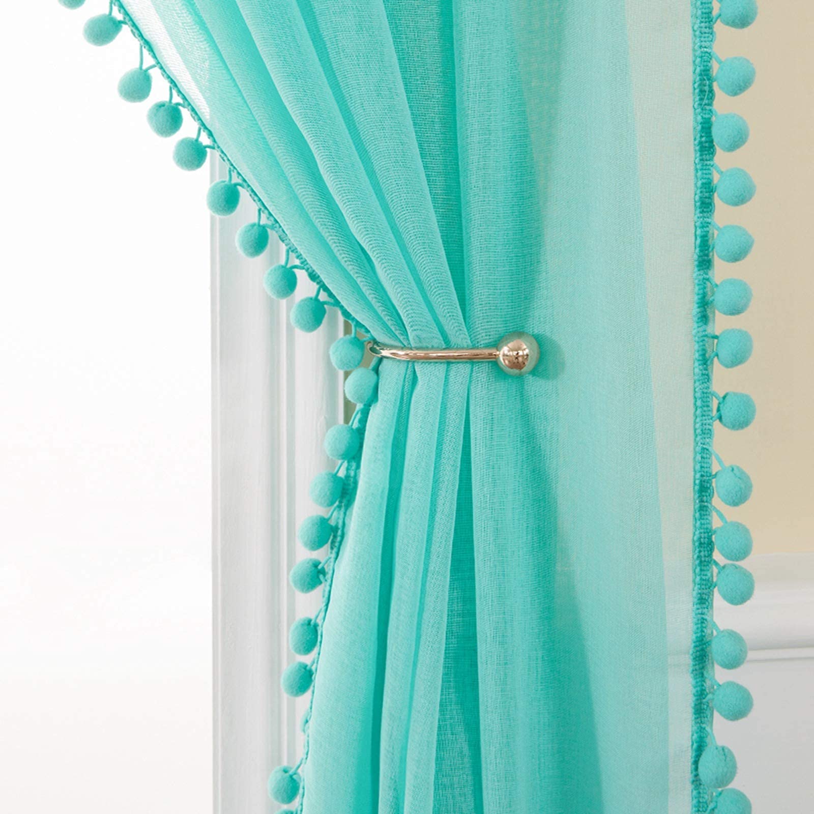 MIULEE 2 Panel Sheer Curtains - Ultra Soft Voile for Bedroom, Living Room, Windows & Balcony - Grommet Top - 55x69 inches (L 140cmx175cm) - Sky