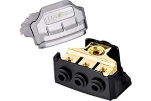 LEIGESAUDIO 0/2/4 Gauge in 4/8/10 Gauge Out Copper Power Distribution Block for Car Audio Splitter (1 in 3 Out)