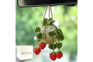 SGIBYN Crochet Hanging Plant for Car,Car Decorations Interior,Plant Strawberry Aesthetic Car Accessories for Women Interior C