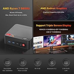 BOSGAME Mini PC Dual 2.5Gb LAN,AMD Ryzen 7 5800U