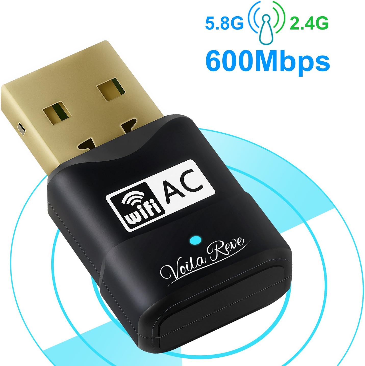 USB WiFi Adapter, High-Speed 600Mbps Dual Band (2.4G/150Mbps 5G/433Mbps) 802.11 AC USB Wireless Card Network Dongle for Desktop/PC/Laptop with Windows/Mac OS/Linux