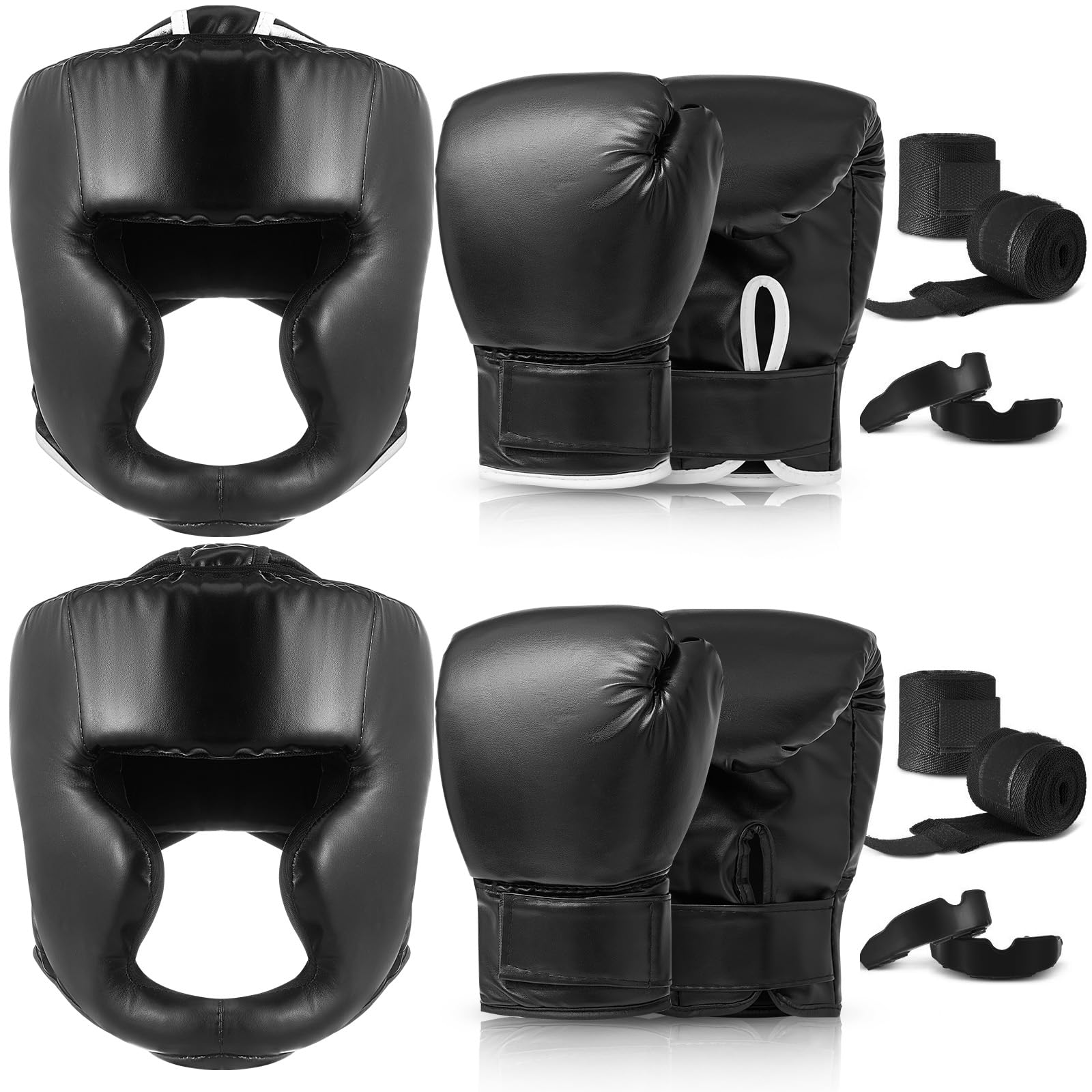 Photo 1 of Kanayu 14 Pcs Boxing Set Including 2 Pair of 16 oz Boxing Gloves Headgear Helmet Hand Wraps Mouth Guards Gifts for Adults Youth Beginners Training Equipment(Black)