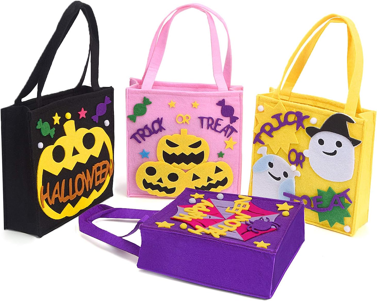 Xflyee Halloween Bags Trick or Treat Gift Bags Reusable Tote Bags Kids Toys Organizer Bags Shopping & Handmade Home Decor Bags for School with Handles 13.4''