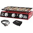 Royal Gourmet PD1301R 3 Burner Tabletop Propane Gas Griddle with Cover, 24 Inch Portable Griddle with 25,500 BTUs Output for Outdoor Cooking While Camping or Tailgating, Red