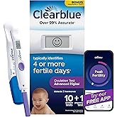Clearblue Advanced Digital Ovulation Test Kit, Plus Bonus Rapid Detection Pregnancy Test, 10 Ovulation Tests & 1 Pregnancy Te