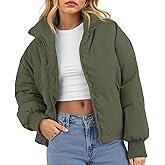 Fisoew Womens Winter Corduroy Puffer Jackets Cropped Puffy Quilted Jackets Coat 2025