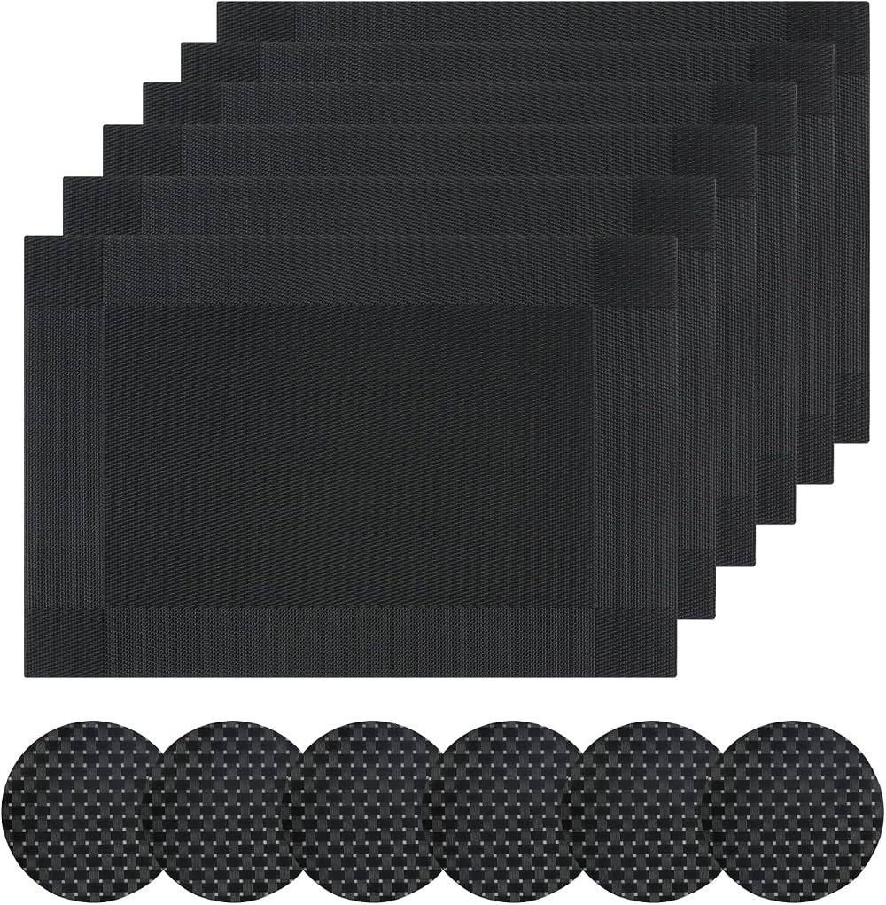 Famibay Placemats and Coaster Sets 45x30 cm 6-Piece Heat Resistant