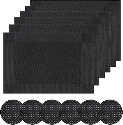Famibay Placemats and Coaster Sets 45x30 cm 6-Piece Heat Resistant