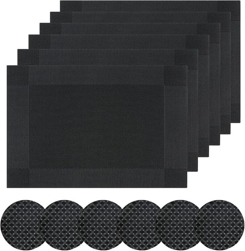 Famibay Placemats and Coaster Sets 45x30 cm 6-Piece Heat Resistant