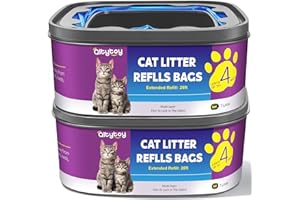 QLTYTOY Cat Litter Refill Bags|Jumbo 28FT 2Pack Cartridges Compatible with Litter Genie Refill Standard,Plus,Style Pail | Up to 8 Months| Superior Odor Control| Fresh Plant Scent(NOT Compatible with XL)