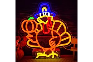 LULKOD Thanksgiving Turkey Neon Sign Thanksgiving Neon Sign dimmable Turkey Led Light Pumpkin Neon Light for Wall Decor Happy Thanksgiving Light Up Sign for Bedroom Thanksgiving Decorations Party Home Decor
