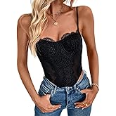 ZXUZKEA Corset Tops For Women Going Out Tank Top Sexy Lace Sleeveless Backless Trendy Corset Crop Tops