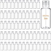 Mimorou 150 Pcs 1oz Travel Bottles Bulk for Toiletries Clear Small Travel Size Bottles Bulk Refillable Empty Containers for Shampoo Lotion Liquid Body Soap Cream Toiletries