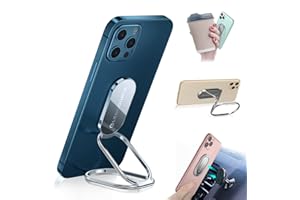 L LENDOUBLE Foldable Cell Phone Stand for Desk, Adjustable Cellphone Ring Holder Finger Kickstand for Office Desktop & Magnetic Car Mount, Rotatable Multi-Angle Hand Grip for iPhone 15 and Smartphones Back Case