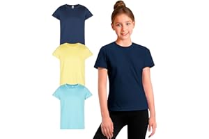 ULTRA PERFORMANCE Girl's Athletic Shirts 3 Pack Crew Neck Short Sleeve Tees Summer Active Tops for Teen Girls Soccer & Sports Tshirts for Teens