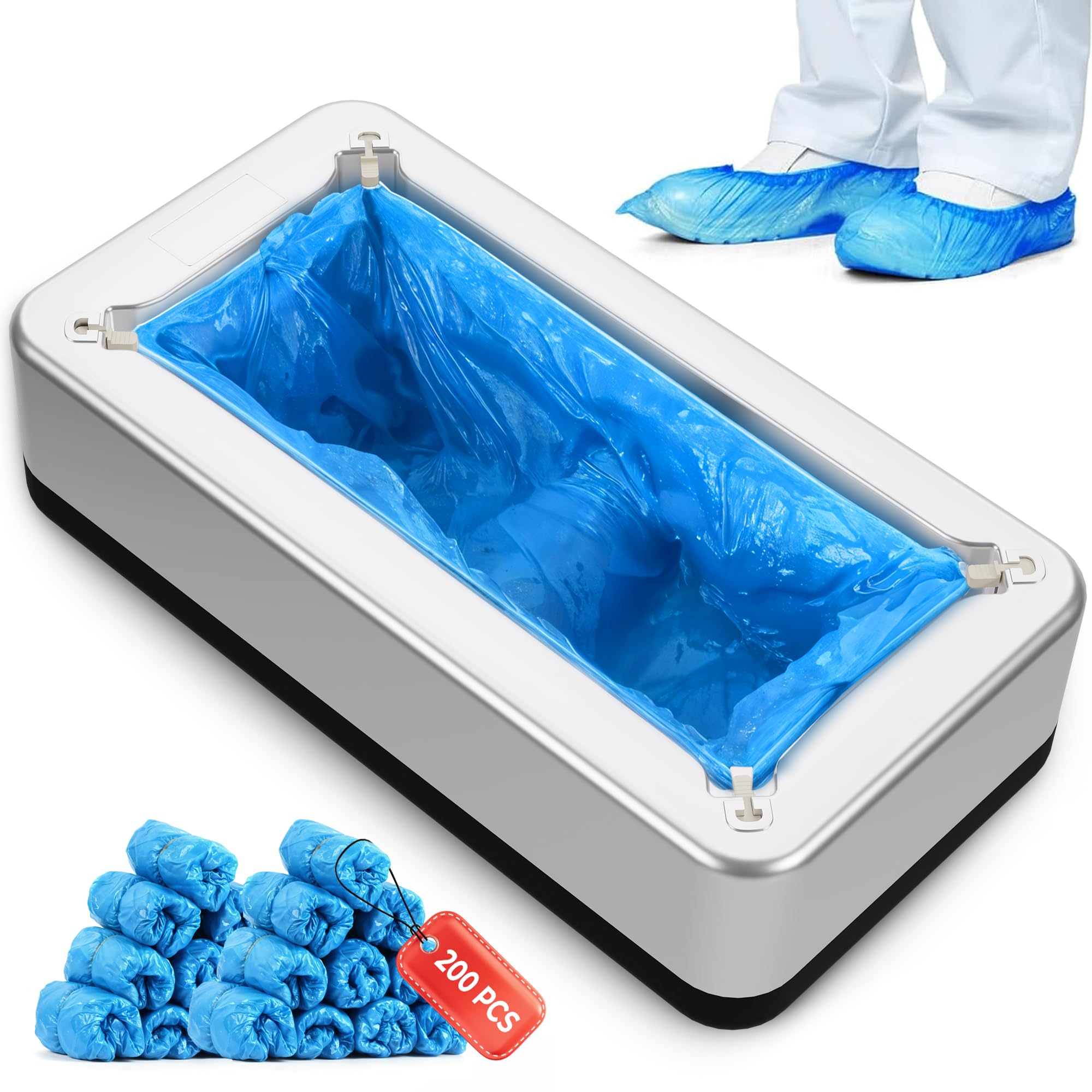 Photo 1 of ** MISSING BAGS**
Automatic Shoe Cover Dispenser Machine with 200 Covers - Keep floors spotless using our High-Quality Automatic Shoe Cover Machine for House - No bending Down, No Manual Hassle, just step in and go!