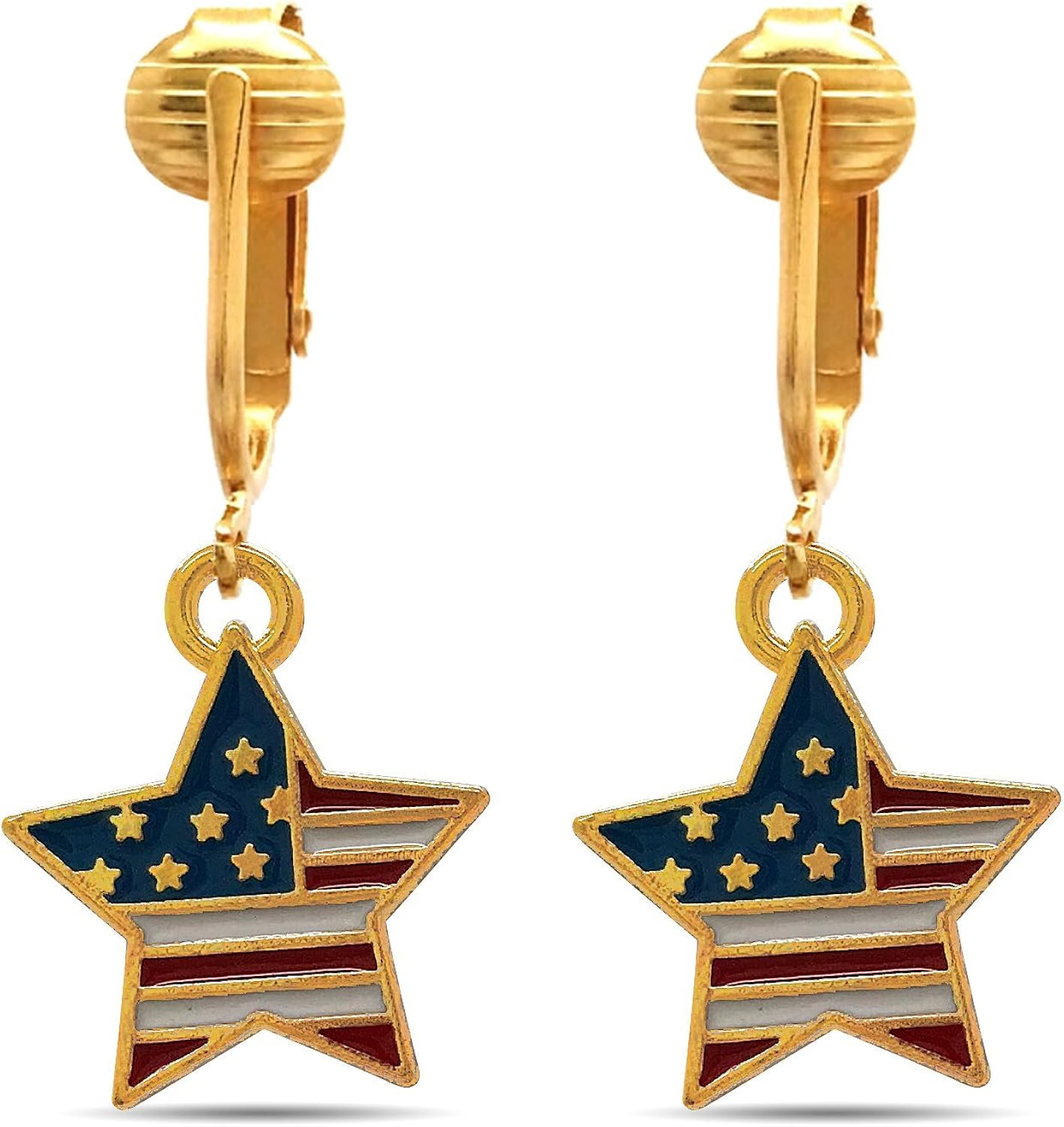 Amazon.com: Aloha Earrings American Flag Clip Earrings-USA Flag Clip Earrings-Star Clip Earrings