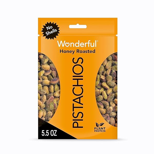 WONDERFUL PISTACHIOS NO SHELLS, HONEY ROASTED NUTS, 5.5...