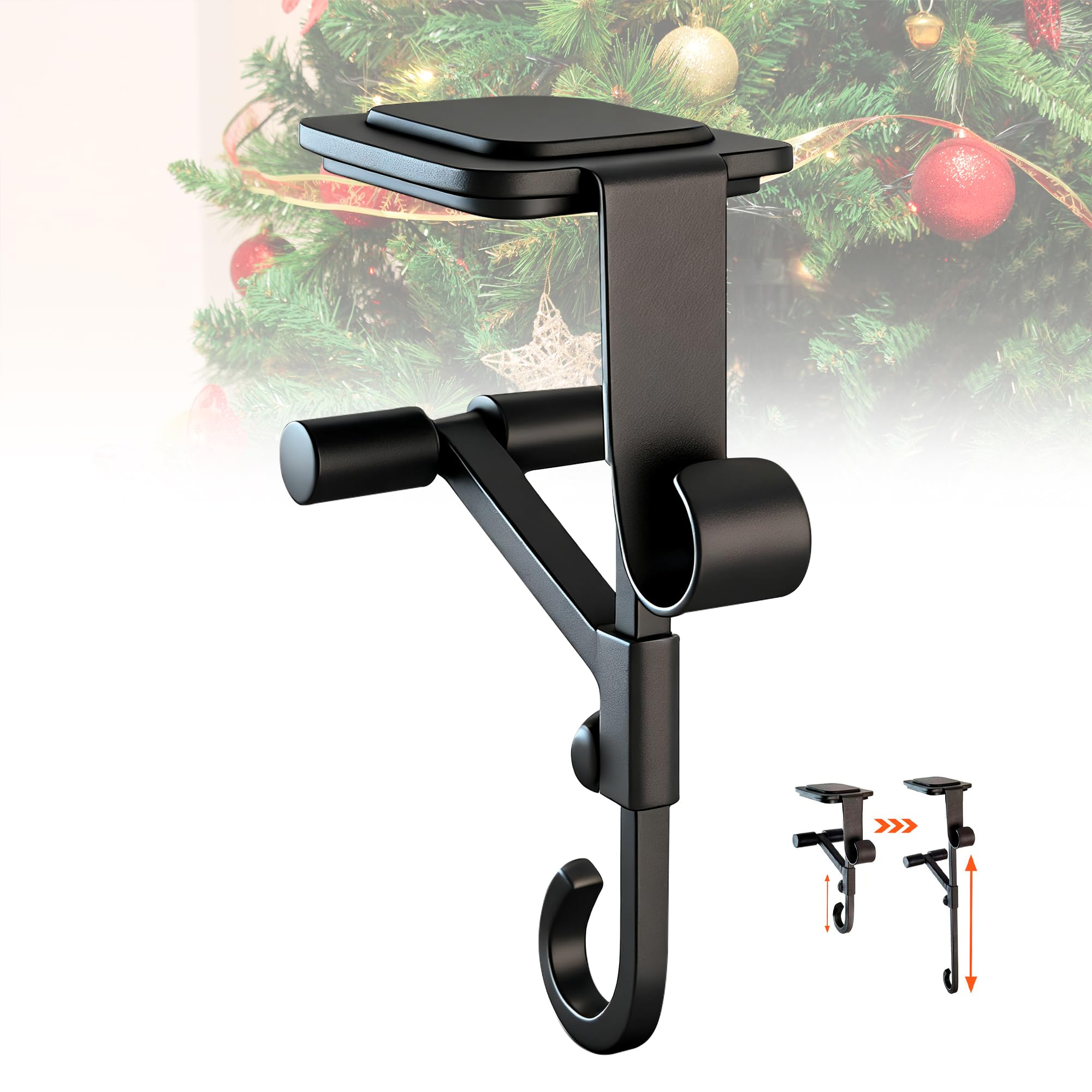 Photo 1 of ****PARTIAL SET/ ONLY 1 **** Christmas Fireplace Stocking Hanger Set for Paeose Garland- Adjustable Length Metal Hooks (5"- 8.5") with Non-Slip Pads, 2 in 1 Heavy Duty Fireplace Mantel Hooks, Holds Up to 20 lbs, No Nails(1pc)