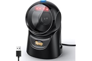Tera Barcode Scanner Handsfree Omnidirectional: Desktop 1D 2D QR USB Wired Adjustable Angle Plug and Play Bar Code Reader for