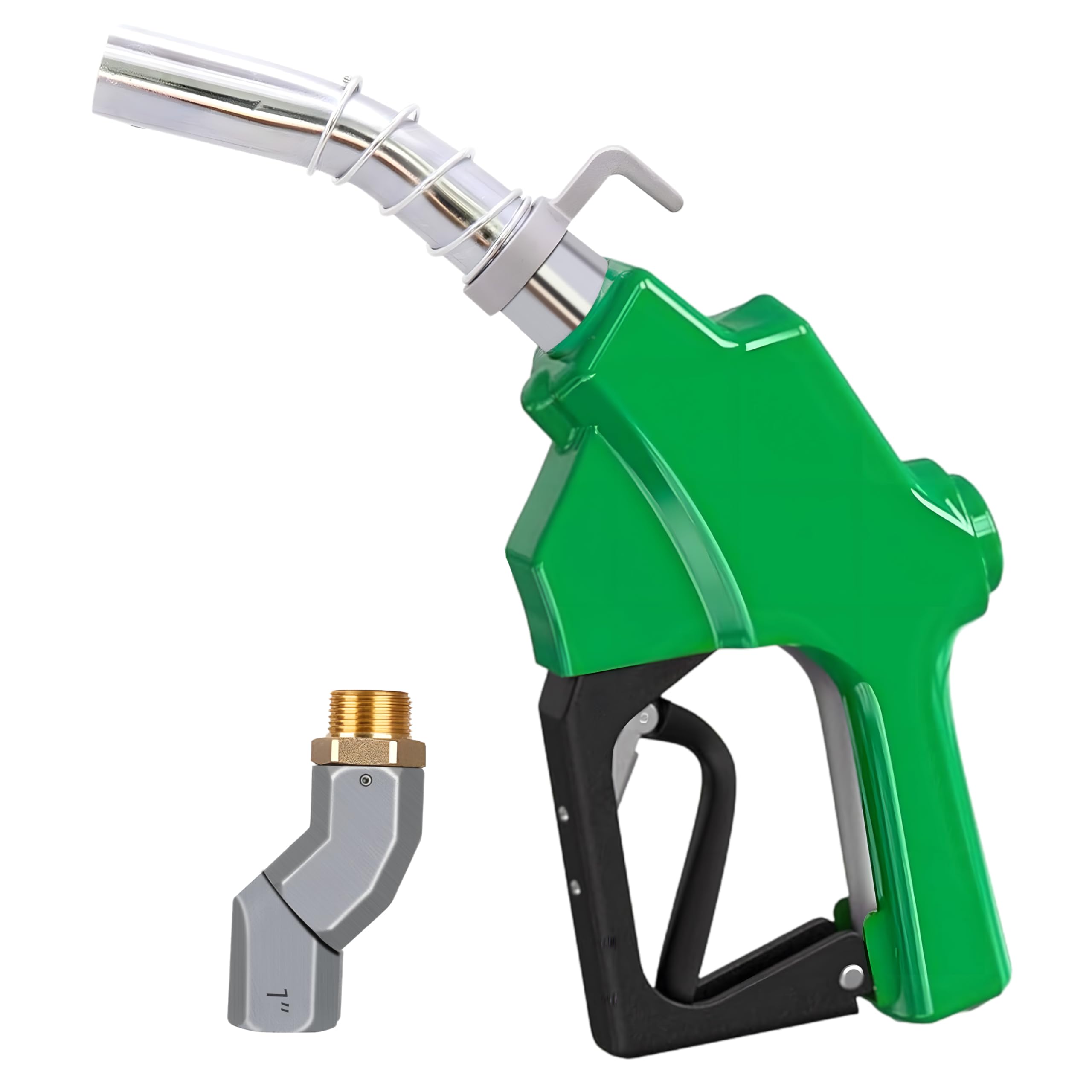 Photo 1 of 1'' NPT Automatic Fuel Nozzle with Fuel Hose Swivel & Hook, Auto Shut-Off Aluminum Alloy Diesel Nozzle Max Flow Rate 30 GPM, 19/16" (OD=30mm) Spout for Diesel, Gasoline, Biodies