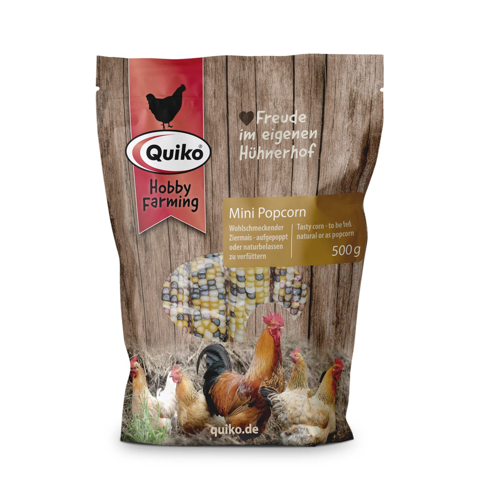 Quiko Hobby Farming Mini Popcorn 500g - For chickens, quails & poultry - Healthy, natural snack - Highly digestible energy supplier - Promotes natural pecking behaviour