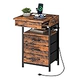 HOOBRO Nightstand with Charging Station, Bedside