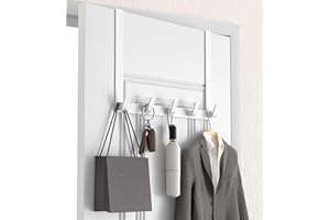 KitchLife Long Over The Door Hooks Hanger with 15.75" Extended Arms, Fits 1 3/8" Doors, L40U - Upgraded Thickened Heavy Duty Bathroom Accessories and Towel Rack Organization - 1 Pack, Glossy White