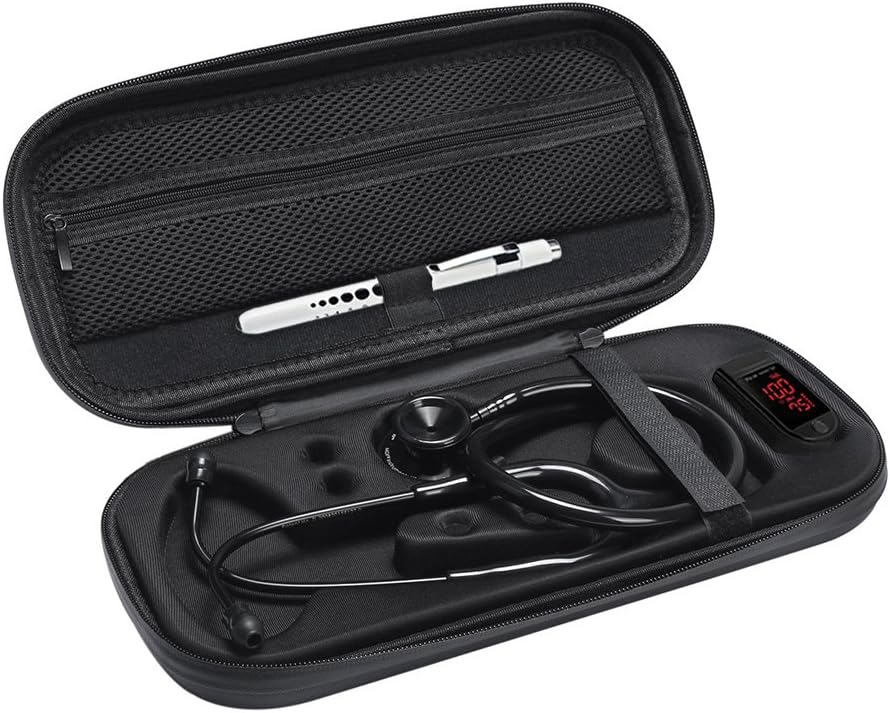 Stethoscope Case for 3M Littmann Classic III Stethoscope Accessories -Extra Room Taylor Percussion Reflex Hammer Reusable LED Penlight (Black Waterproof)