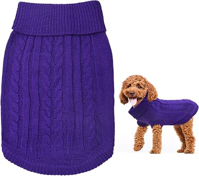 Jodsen Small Dog Jumper Winter Knit Pullover Purple XS