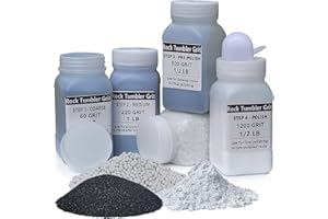 HDONGANY 4 LBS Rock Tumbler Grit Media Kit, Rock Tumbling 5 In 1 Set- Inculde 3 LBS 4 Step Polishing Grits Media + 1 LB 3mm Ceramic Pellets Filler Media, Rock Polish Tumbling Supplies Set - Stone Polishers