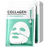 Redcool Collagen Face Mask, Deep Moisturizing & Firming Facial Sheet Mask, Hydrating and Plumping Face Mask with Bio Collagen and Hyaluronic Acid, Gentle Nourishing Skincare for All Skin Types, 4PCS