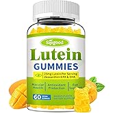 Lutein and Zeaxanthin Supplements Gummies with Astaxanthin & Bilberry Extract - Eye Vitamins with Omega-3, Vitamins A, C, E, D3 & Zinc for Vision Health - Sugar Free, Mango Flavor, 60 Count