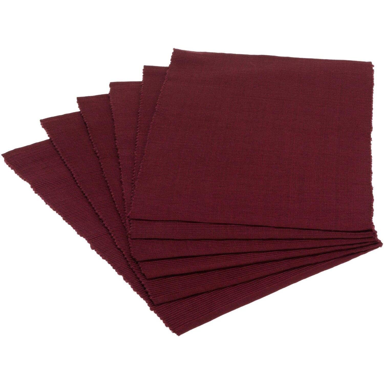 DII Basic Everyday Ribbed Tabletop 100% Cotton, Placemat Set, 13x19, Black, 6 Piece