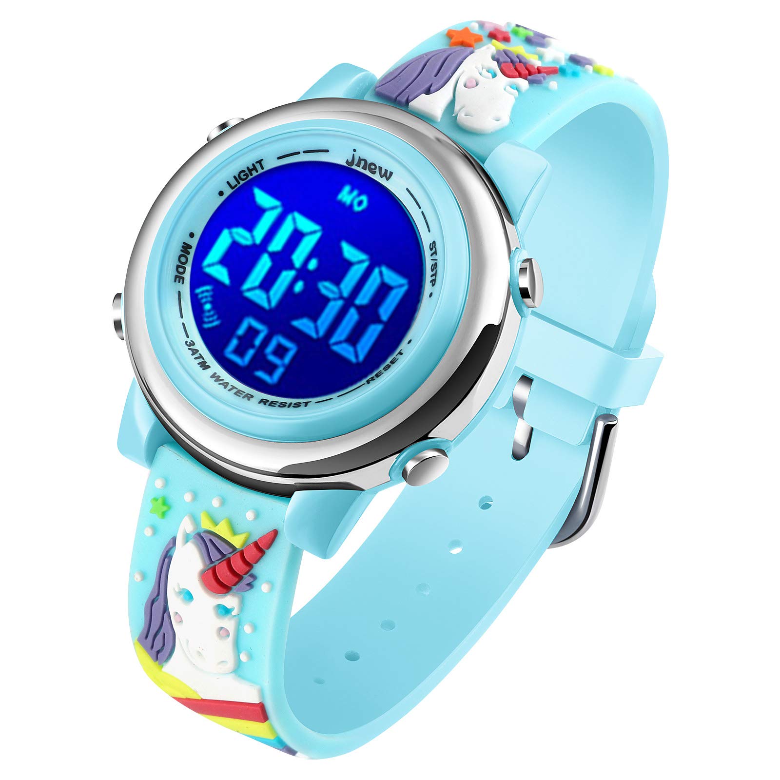 VenSten Unicorn Watch Gifts for Kids Age 3-10 - Upgrade 3D Cute Cartoon 7 Color Lights Digital Waterproof Sports Watches with Alarm Stopwatch for Girls Boys Little Child Red
