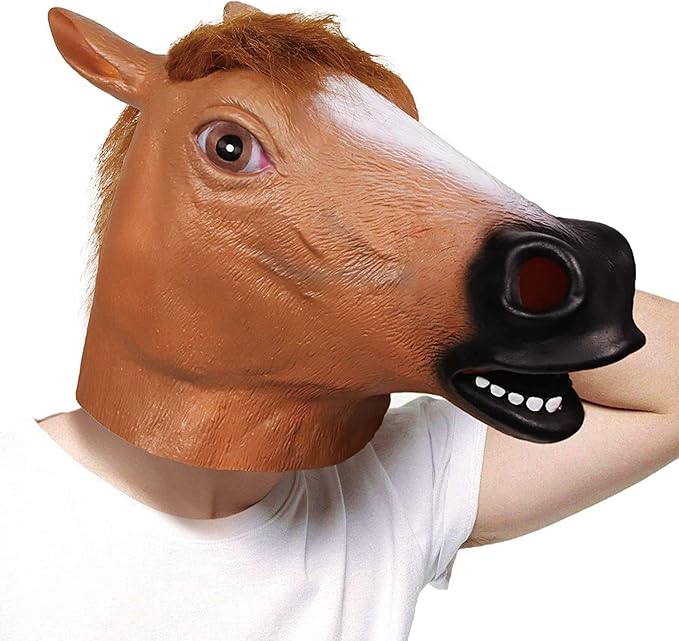 Novelty Halloween Costume Party Animal Head Mask Brown Horse Helmet