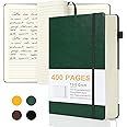 HOMEBOBO Journals for Writing, A5 Leather Ruled Notebook with 400 Pages, 100 Gms College Ruled Journal with Thick Paper, Hardcover with Inner Pocket & Pen Holder, Dark Green