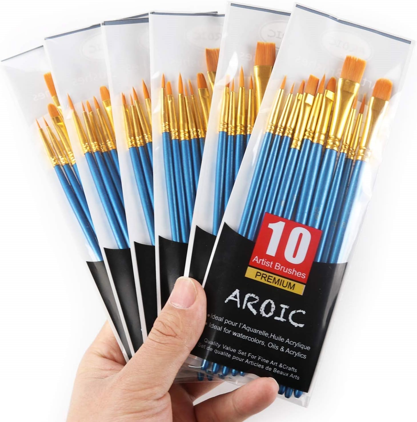 Acrylic Paint Brush Set, 6 Packs / 60 pcs Nylon Hair Brushes for All Purpose Oil Watercolor Painting Artist Professional Kits