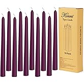 KONNI 0.87×10 Inch Purple Taper Candles, Unscented and Smokeless Tall Candlesticks, 10 Pack Tapered Candles with Cotton Wicks, Long Burning, Ideal for Weddings, Dinner Parties, and Home Décor